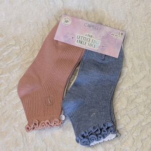 ❤️ NWT Girls Socks 6 pair Capelli Lettuce Edge S/M Shoe Size 9-13